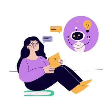 Artificial intelligence concept with people. Flat vector illustration 스톡 일러스트