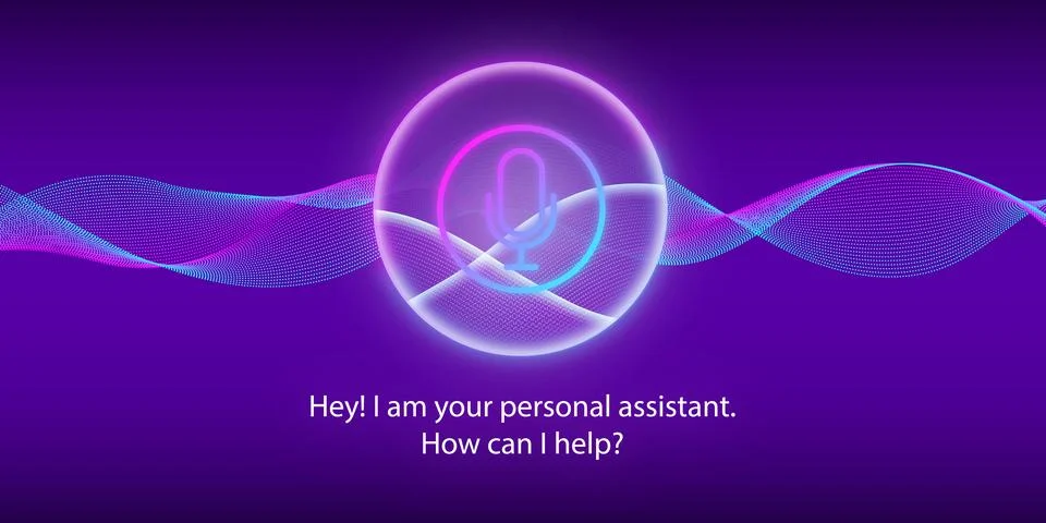Artificial intelligence concept. Personal assistant. Voice recognition. Sound 스톡 일러스트