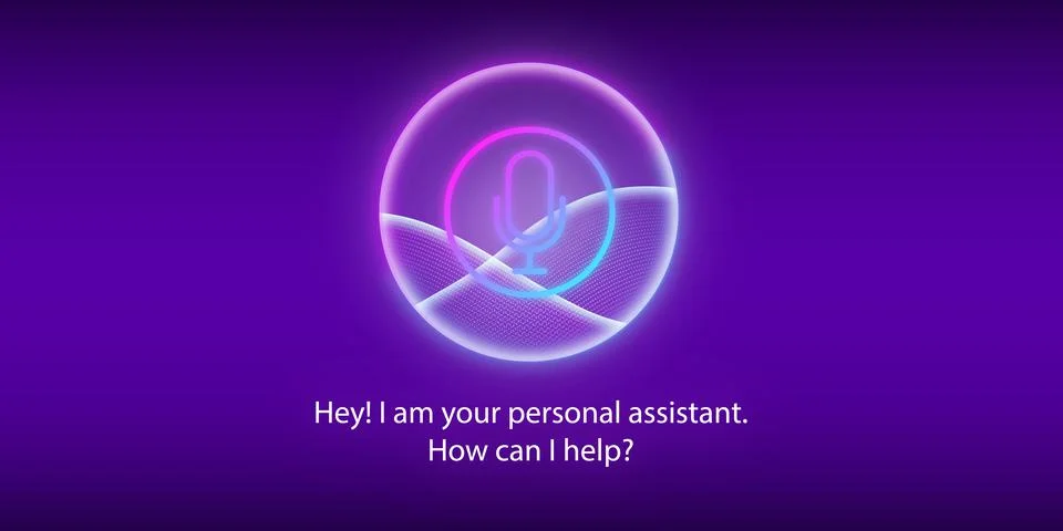Artificial intelligence concept. Personal assistant. Voice recognition. Micro 스톡 일러스트