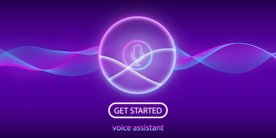 Artificial intelligence concept. Personal assistant. Get started. Voice recog 스톡 일러스트