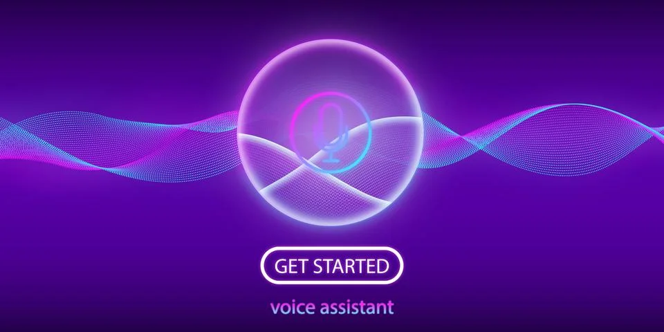 Artificial intelligence concept. Personal assistant. Get started. Voice recog 스톡 일러스트