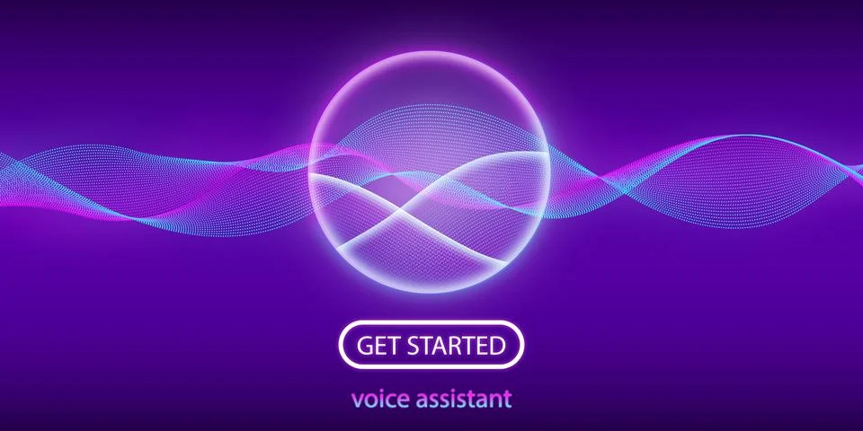Artificial intelligence concept. Personal assistant. Get started. Voice recog Illustrazione stock