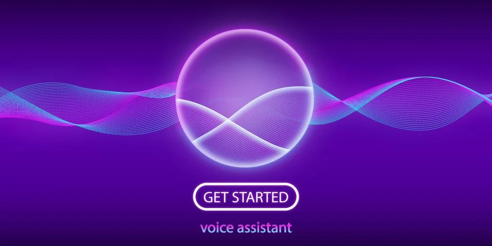 Artificial intelligence concept. Personal assistant. Get started. Voice recog 스톡 일러스트