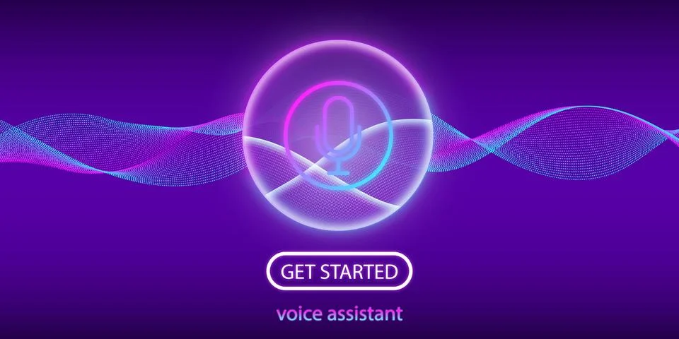 Artificial intelligence concept. Personal assistant. Get started. Voice recog 스톡 일러스트