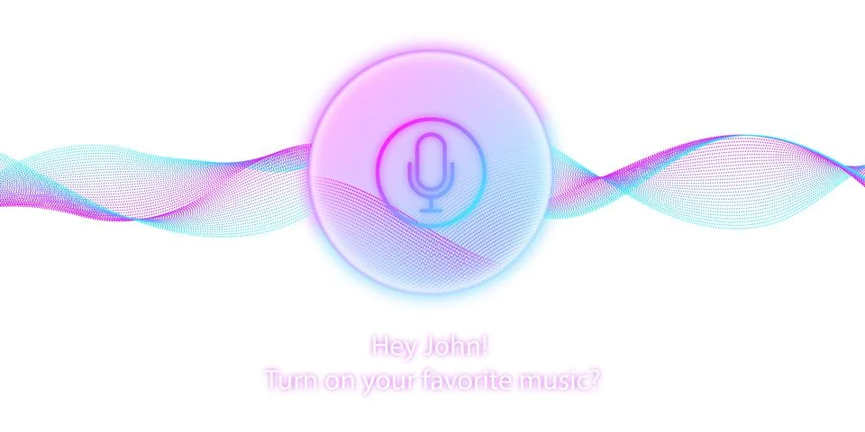 Artificial intelligence concept. Personal assistant. Microphone with button. 스톡 일러스트