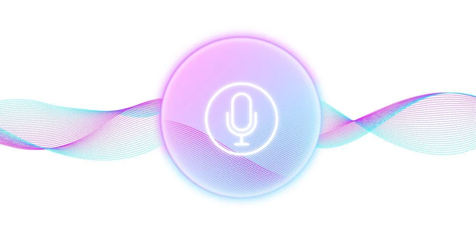 Artificial intelligence concept. Personal assistant. Microphone with button. 스톡 일러스트