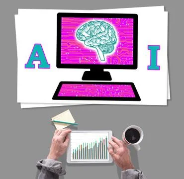 Artificial intelligence concept placed on a desk 스톡 사진