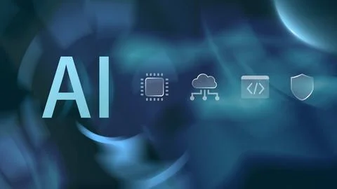 Artificial intelligence concept with processor cloud code shield Ilustración de archivo