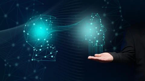 Artificial intelligence concept, robot training and technology development. M Stock Photos