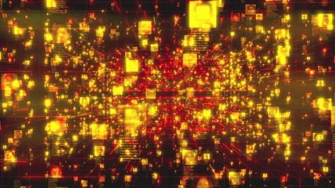 Artificial intelligence concept. Searching in a flood of yellow shining Stock Footage 145858165
