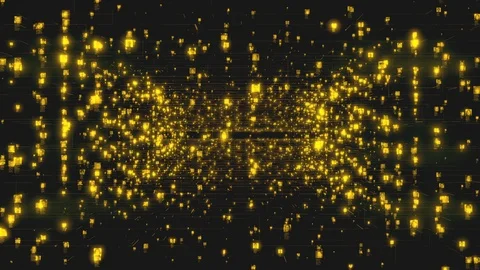 Artificial intelligence concept. Searching in a stream of yellow shining people Stock Footage 119322493