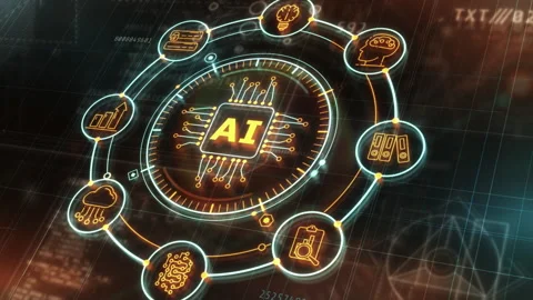 Artificial intelligence concept showing data processing network Stock Footage 326023726