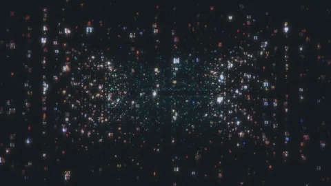 Artificial intelligence concept with a social network as a dark stream of Video stock 112983500