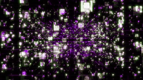 Artificial intelligence concept of a social network with a stream of portraits Stock Footage 145394397