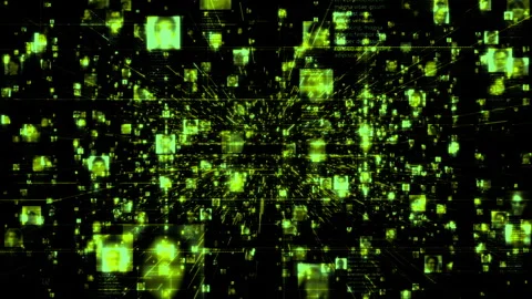 Artificial intelligence concept of a social network with a stream of Stock Footage 264987414