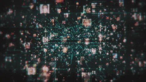 Artificial intelligence concept of a social network with a flood of people Stock Footage 318936157
