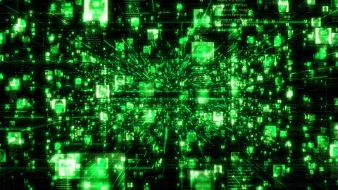 Artificial intelligence concept of a social network with a stream of people Stock Illustration