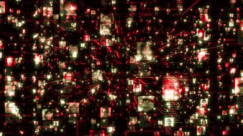 Artificial intelligence concept of a social network as a stream of Stock Illustration