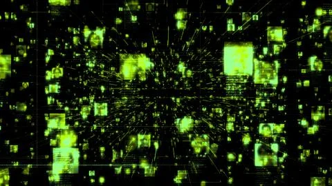 Artificial intelligence concept of a social network with a stream of Stock Illustration