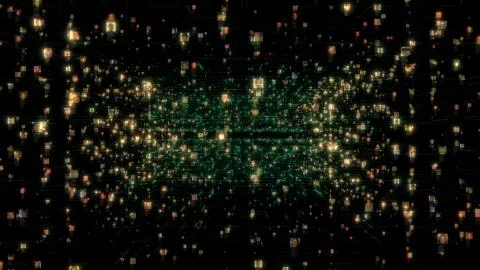 Artificial intelligence concept of a social network with a flow of Illustrazione stock