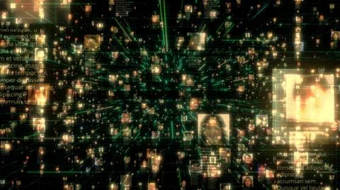 Artificial intelligence concept of a social network with a flow of Stock Illustration