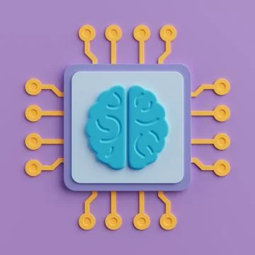 Artificial Intelligence Concept. Stylized Brain Icon Inside Microchip With .. Stock Illustration