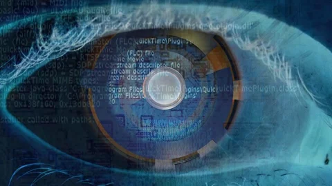 Artificial Intelligence concept with a tech eye 스톡 동영상 107479674