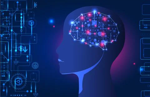 Artificial intelligence concept. Technology background. Illustrazione stock