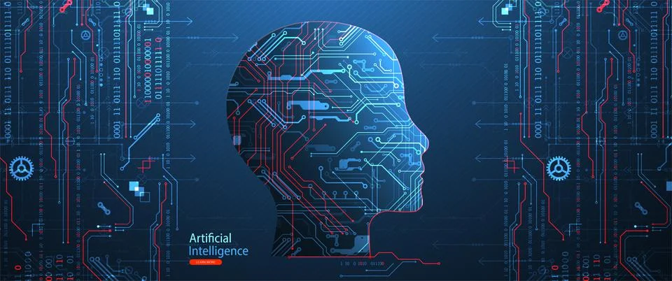 Artificial intelligence concept. Technology background. Vector science illust 库存插图