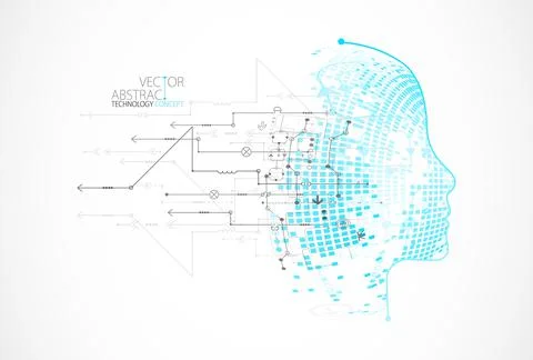 Artificial intelligence concept. Technology background. Vector science illust Illustrazione stock