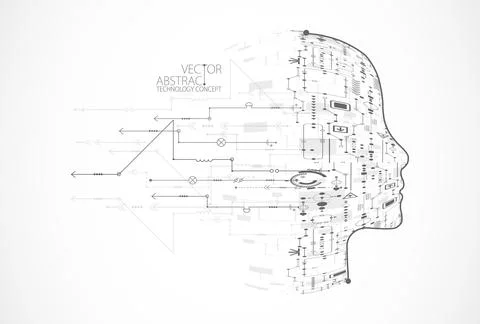 Artificial intelligence concept. Technology background. Vector science illust Illustrazione stock
