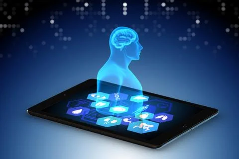 Artificial intelligence concept in telemedicine 3d rendering Illustrazione stock