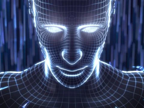 Artificial intelligence concept with virtual human avatar.3d illustration Stock Illustration