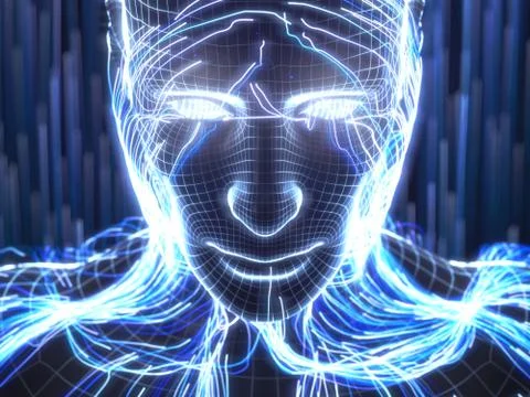 Artificial intelligence concept with virtual human avatar.3d illustration Stock Illustration
