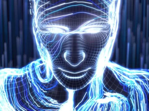 Artificial intelligence concept with virtual human avatar.3d illustration Stock Illustration