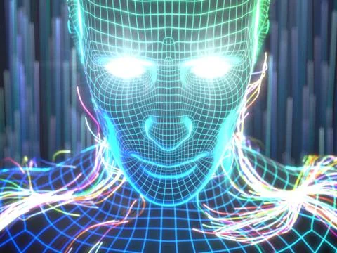 Artificial intelligence concept with virtual human avatar.3d illustration Stock Illustration