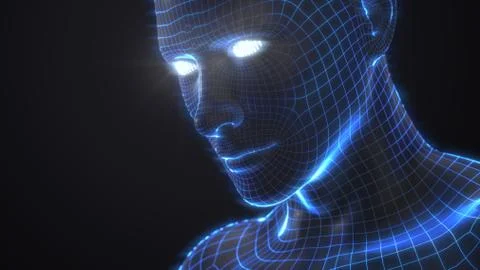 Artificial intelligence concept with virtual human avatar.3d illustration Stock Illustration