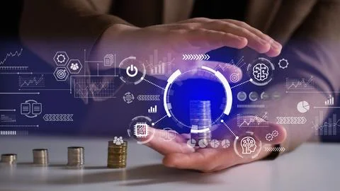 Artificial intelligence concept.Big data , Machine learning, Big data networ Stock Photos