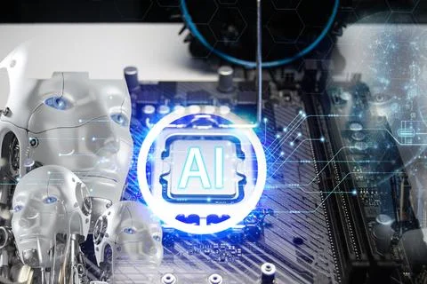 Artificial intelligence concepts and AI development 스톡 사진