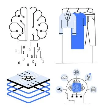 Artificial Intelligence Concepts Displaying Neural Network, Smart Fashion, .. Stock Illustration