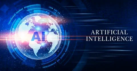 Artificial Intelligence Conceptual Image With Futuristic Earth Globe And Stock Illustration