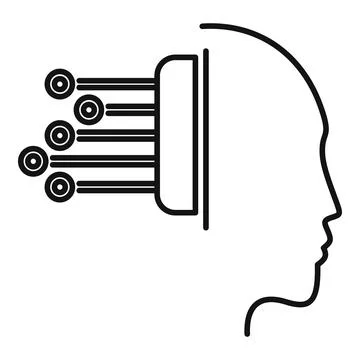 Artificial intelligence connecting to human brain with data flow Stock Illustration