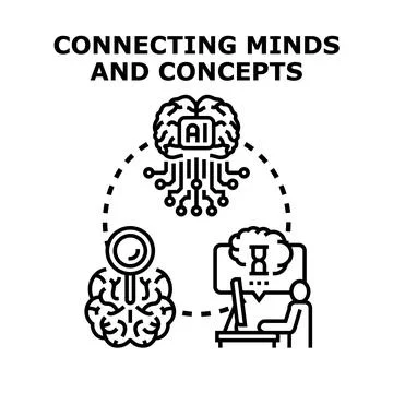 Artificial intelligence connecting human minds and concepts Stock Illustration