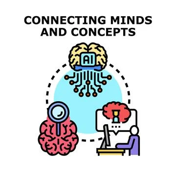 Artificial intelligence connecting human minds and concepts 스톡 일러스트
