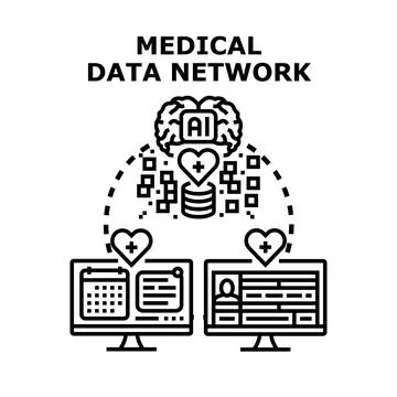 Artificial intelligence connecting medical data network concepts Stock Illustration