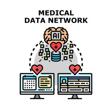 Artificial intelligence connecting medical data network concepts Stock Illustration
