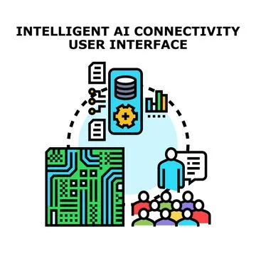 Artificial intelligence connecting users with data processing Illustrazione stock