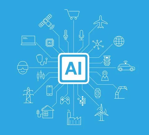 Artificial intelligence connects the future, vector illustration Stock Illustration