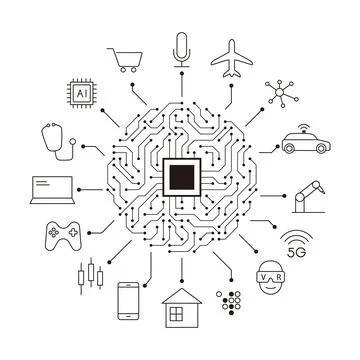 Artificial intelligence connects the future, vector illustration Illustrazione stock