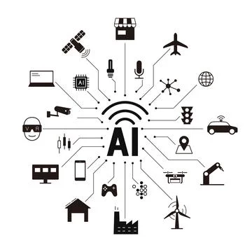 Artificial intelligence connects the future, vector illustration Stock Illustration